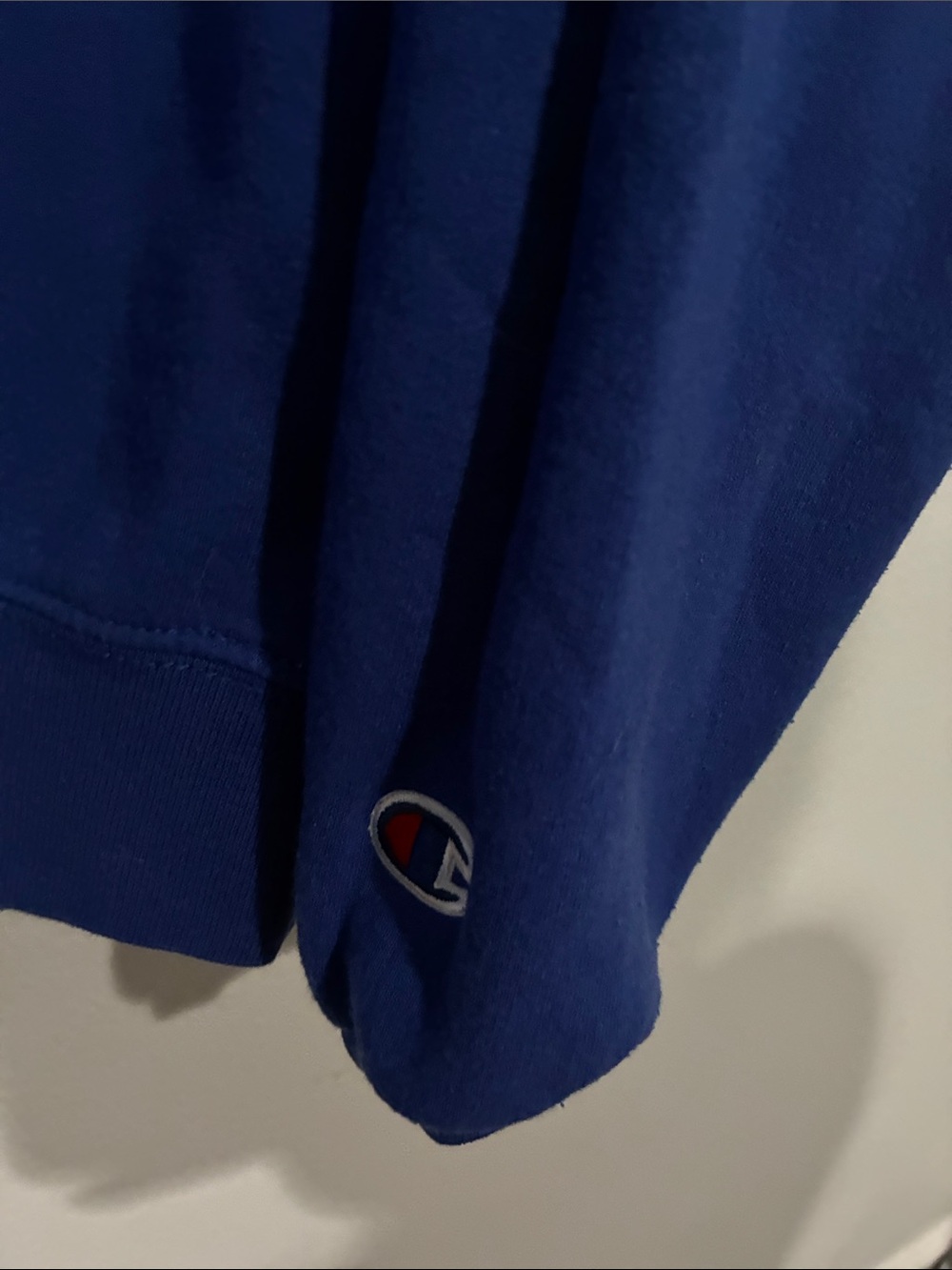 Champion Royal Blue Kansas KU Jayhawk Crewneck Sweatshirt with Red Lettering - Picture 8 of 9